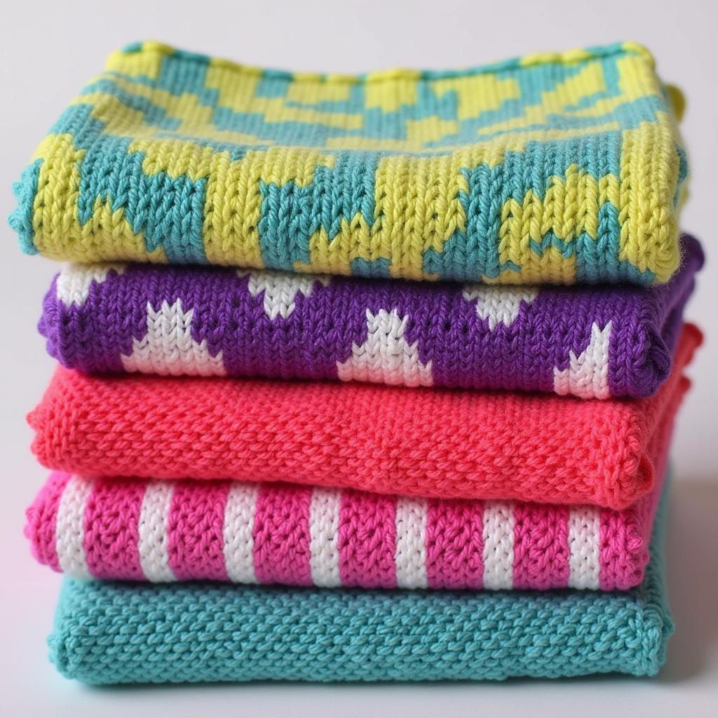 Colorful Sugar'n Cream dishcloths stacked together