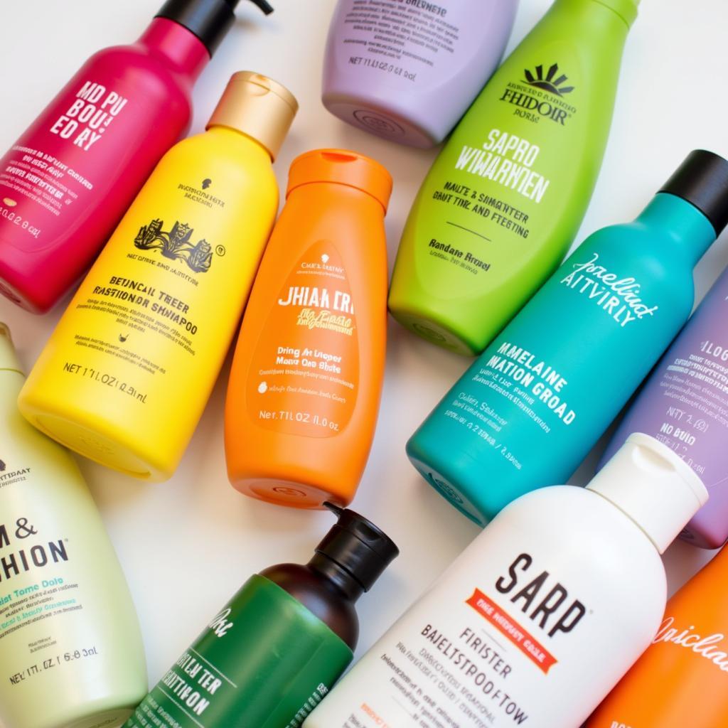 Bottles of sulfate-free shampoo