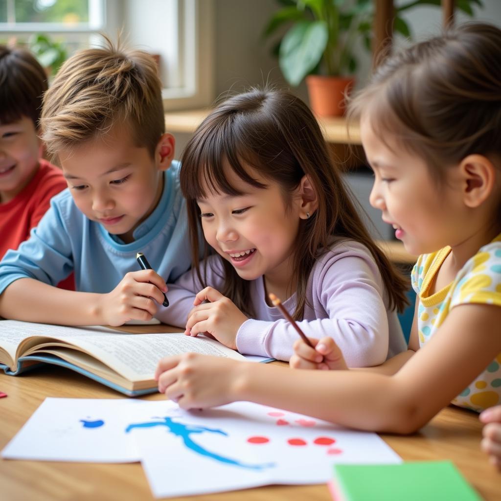 Children Engaging in Educational Activities During Summer Break