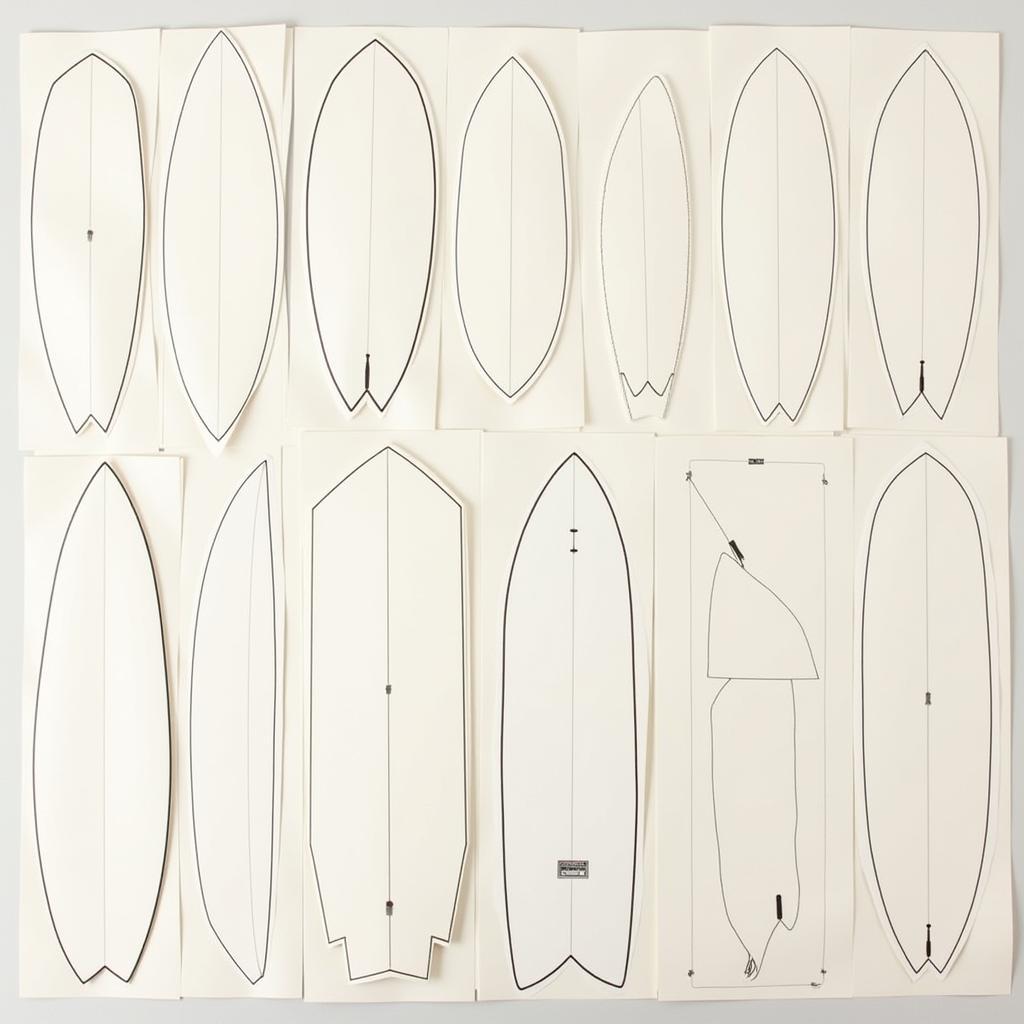 Collection of surfboard templates