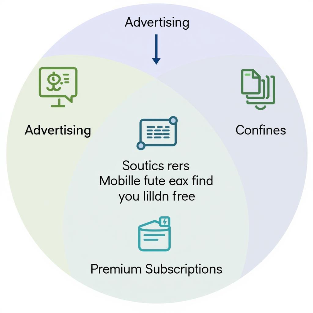 Sustainable Free Ease Models: Depiction of various business models that support free services, like freemium, advertising, and community support.