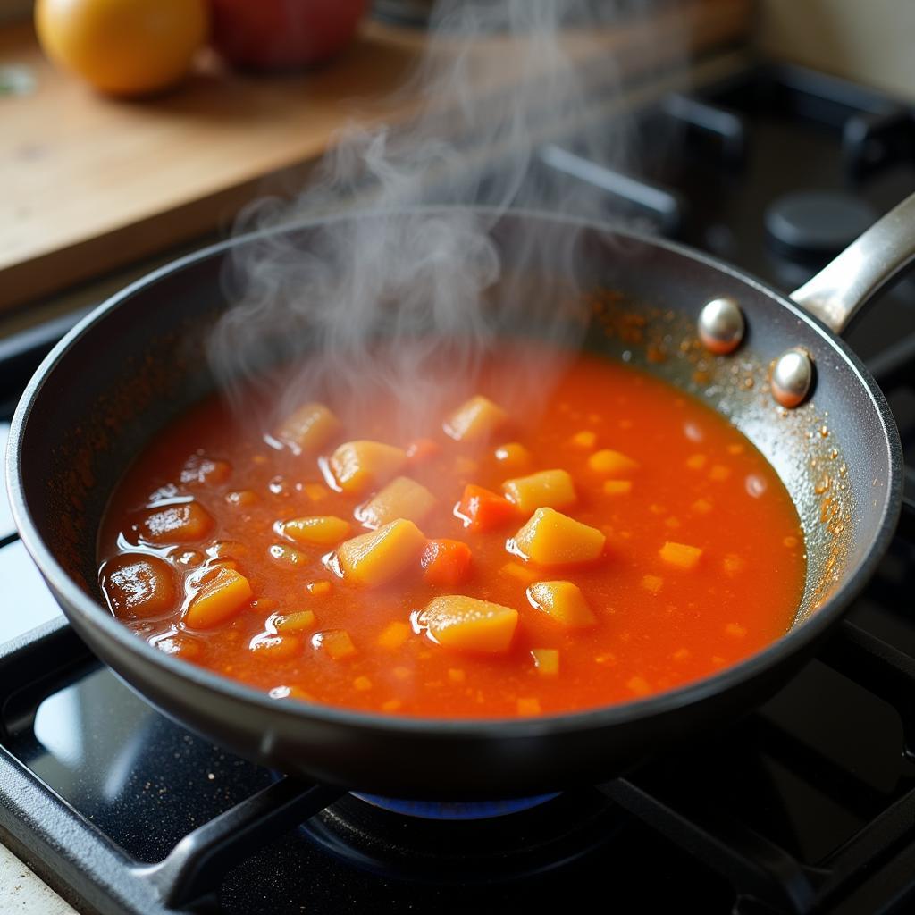 Sweet and Sour Sauce Simmering 