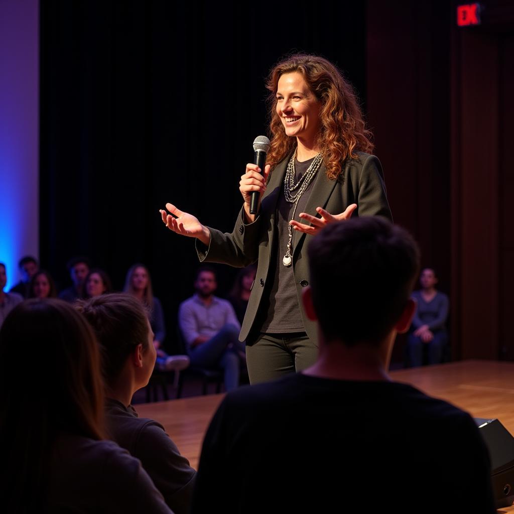 Tara Tainton speaking at an event