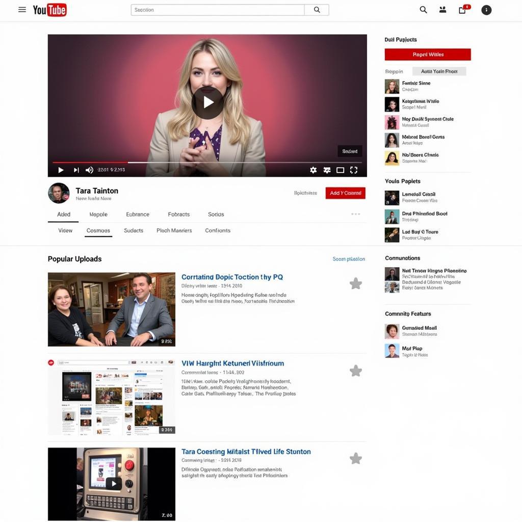 Tara Tainton's YouTube channel homepage