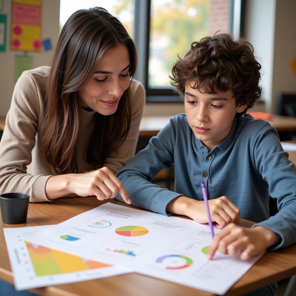 Teacher Reviewing Data With Student