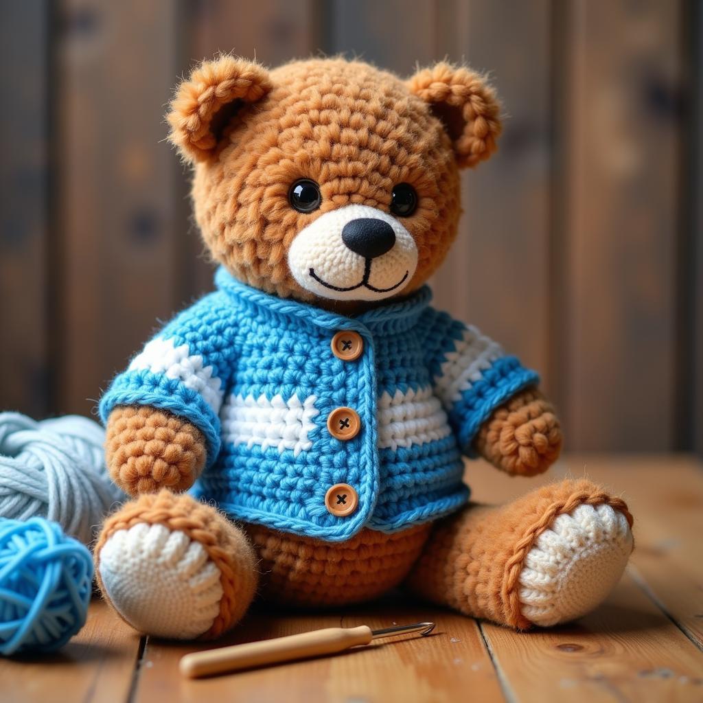 Teddy Bear Wearing Crochet Sweater