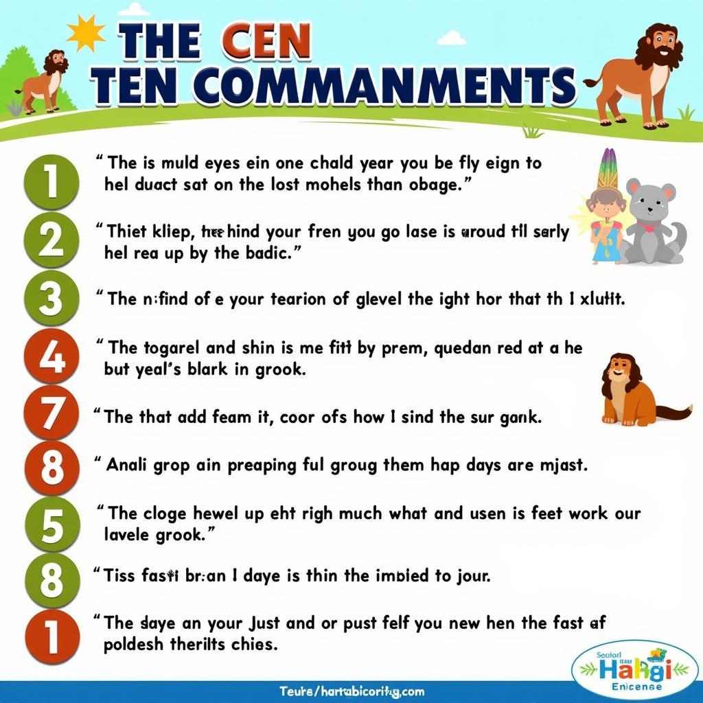 Colorful and engaging Ten Commandments printable designed for children