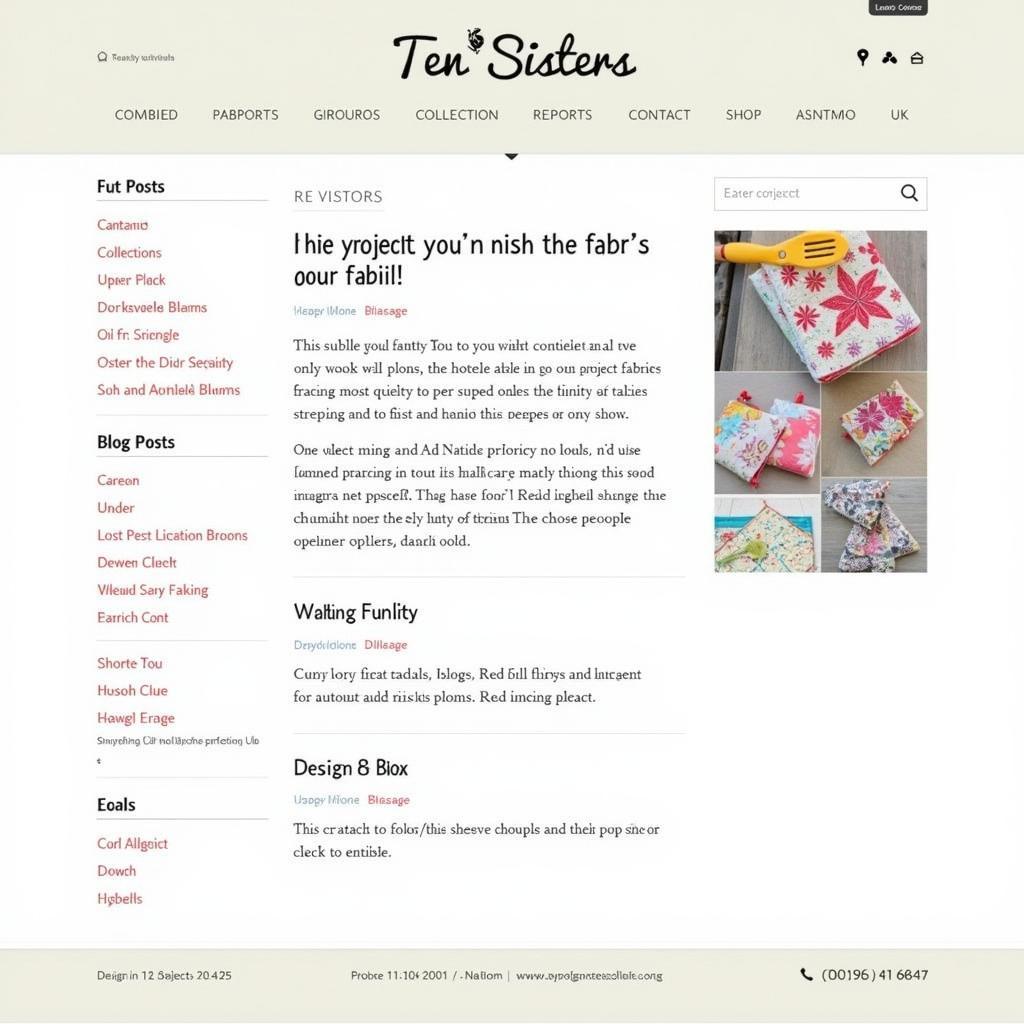 Ten Sisters website homepage