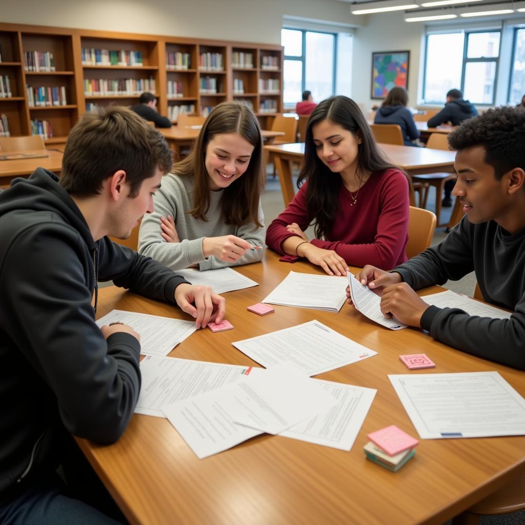 A group of people studying for the TExES Science 7-12 exam