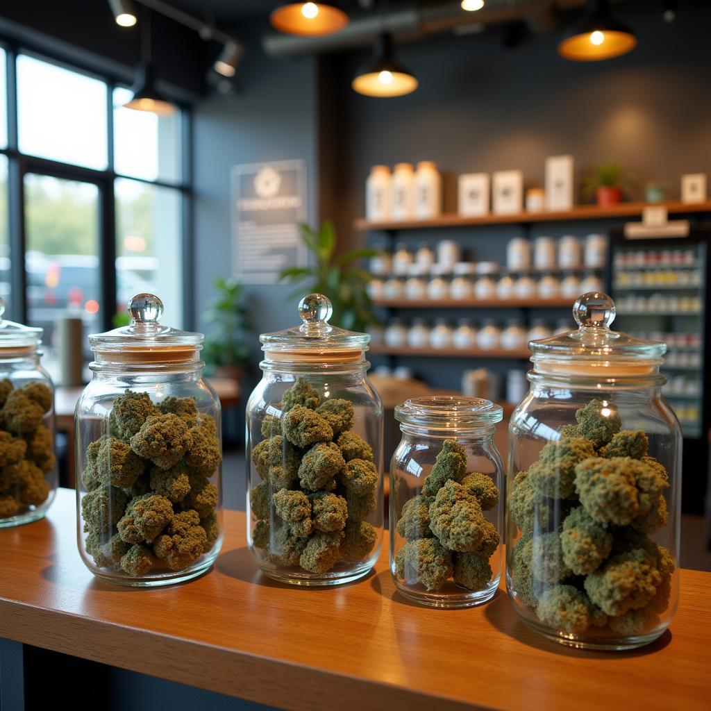 THCA Flower Display in a Dispensary