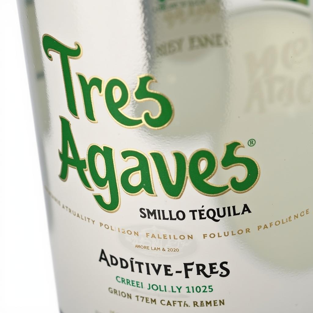 Close-up of Tres Agaves Tequila Bottle