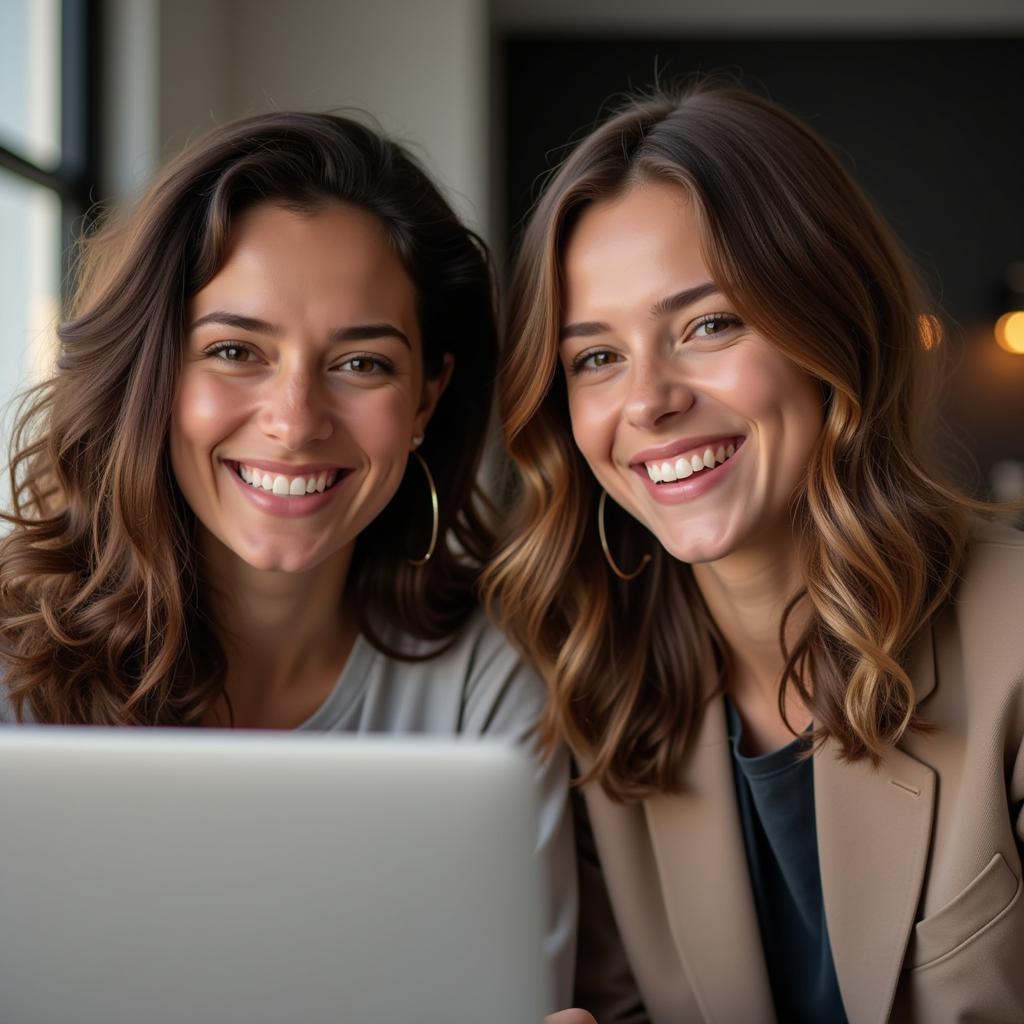 Two People Smiling While Video Chatting