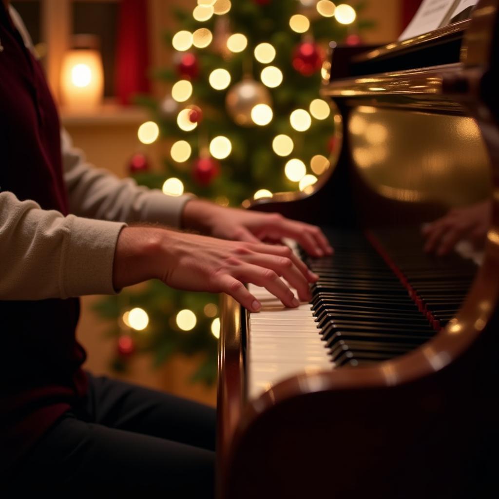 Two Pianists Playing Christmas Duet