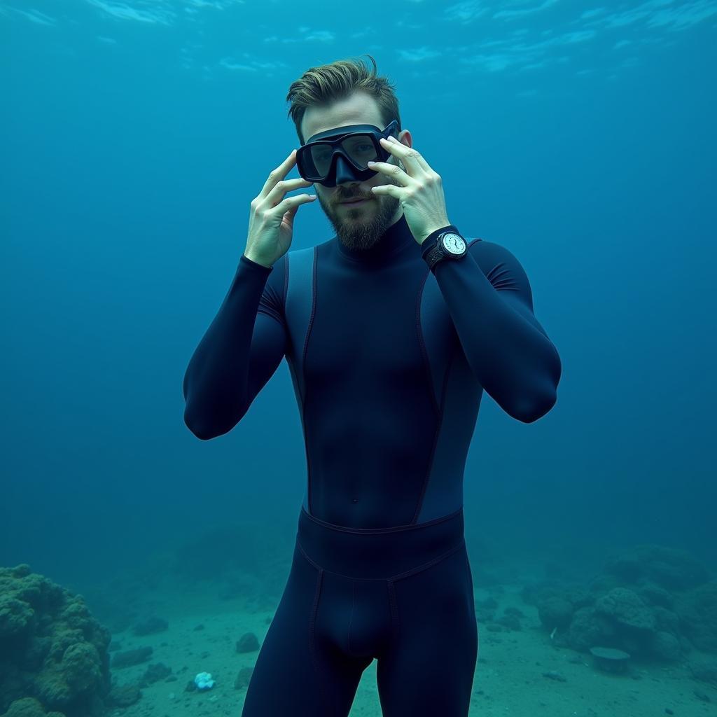 Man in a two-piece freediving suit