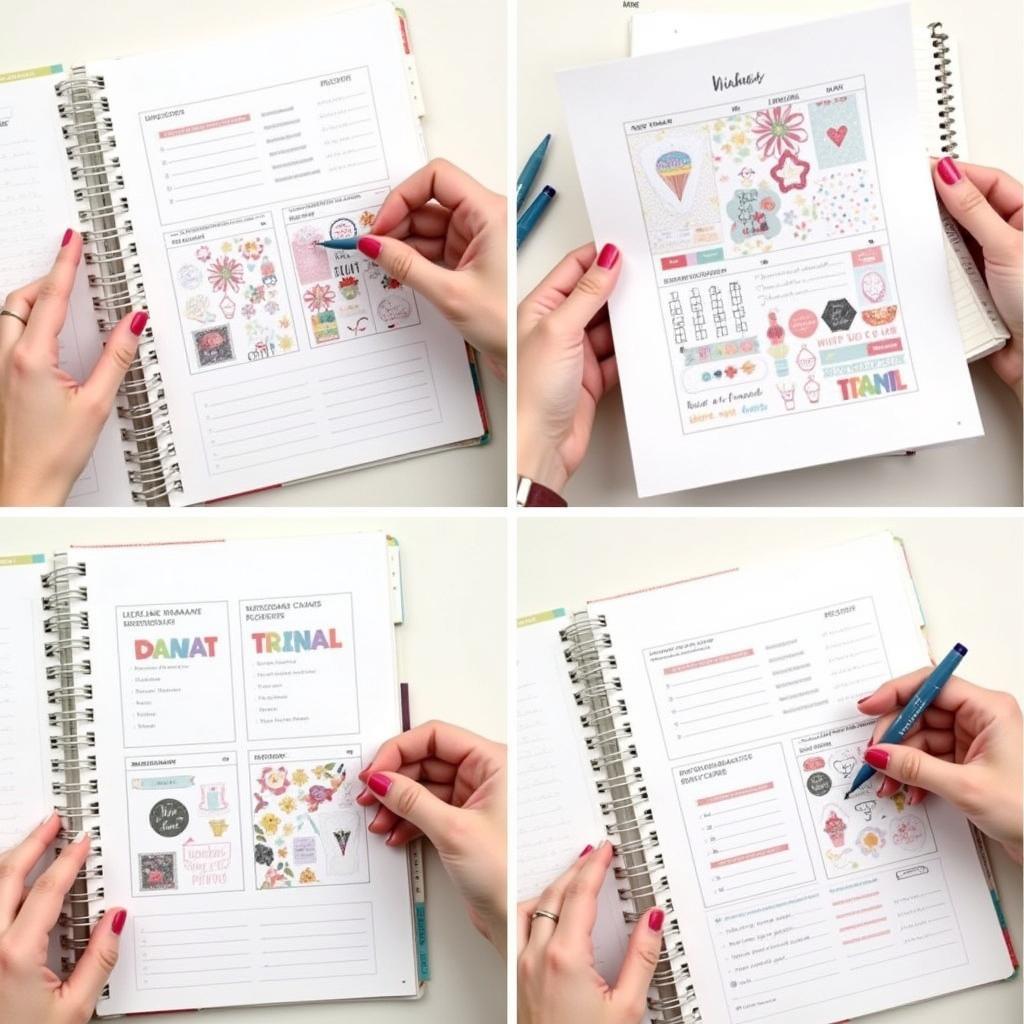 Person using free printable planner stickers for organization