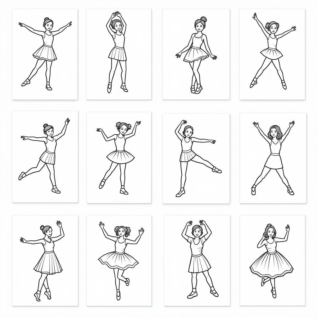 Collection of dance coloring pages