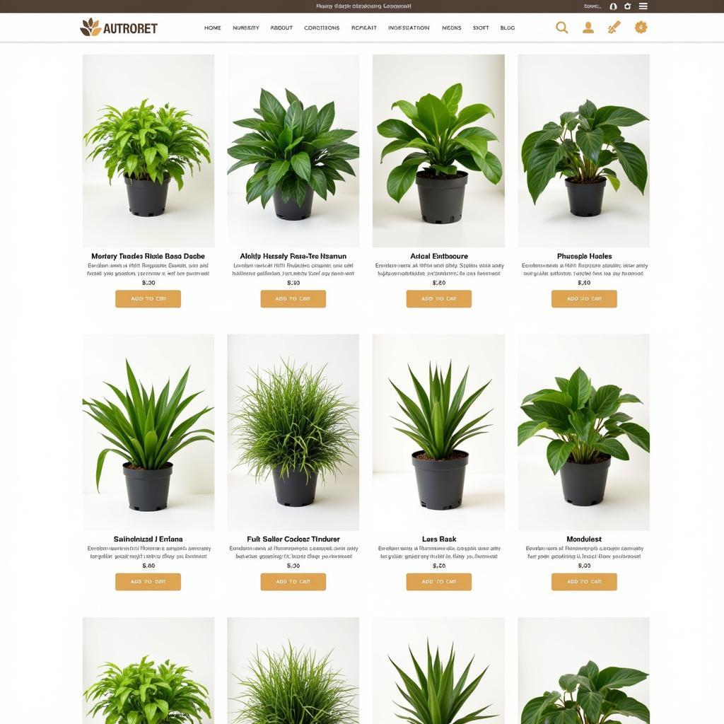 Website showcasing a diverse collection of plants available for purchase