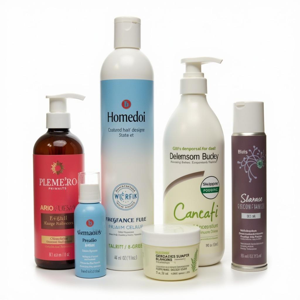 A variety of fragrance-free hair products displayed on a shelf