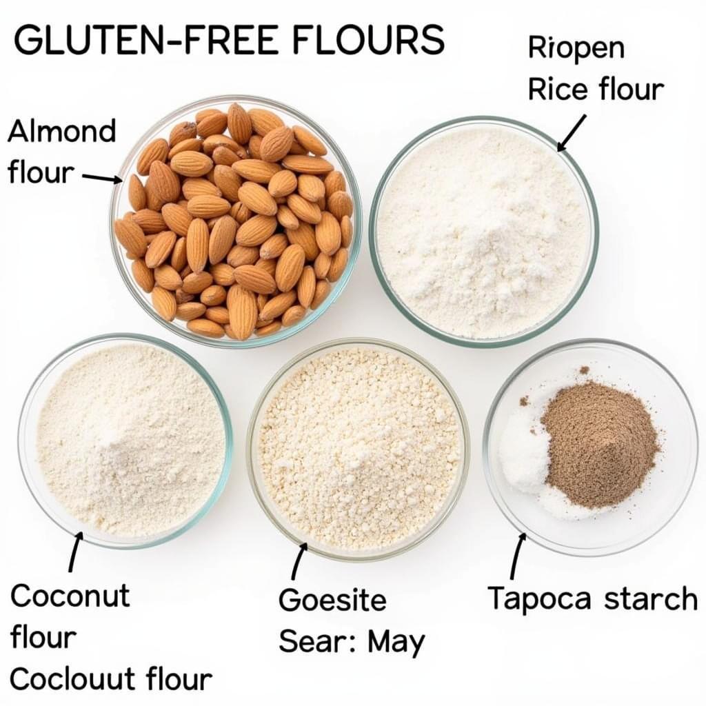 Different types of gluten free flours used in baking