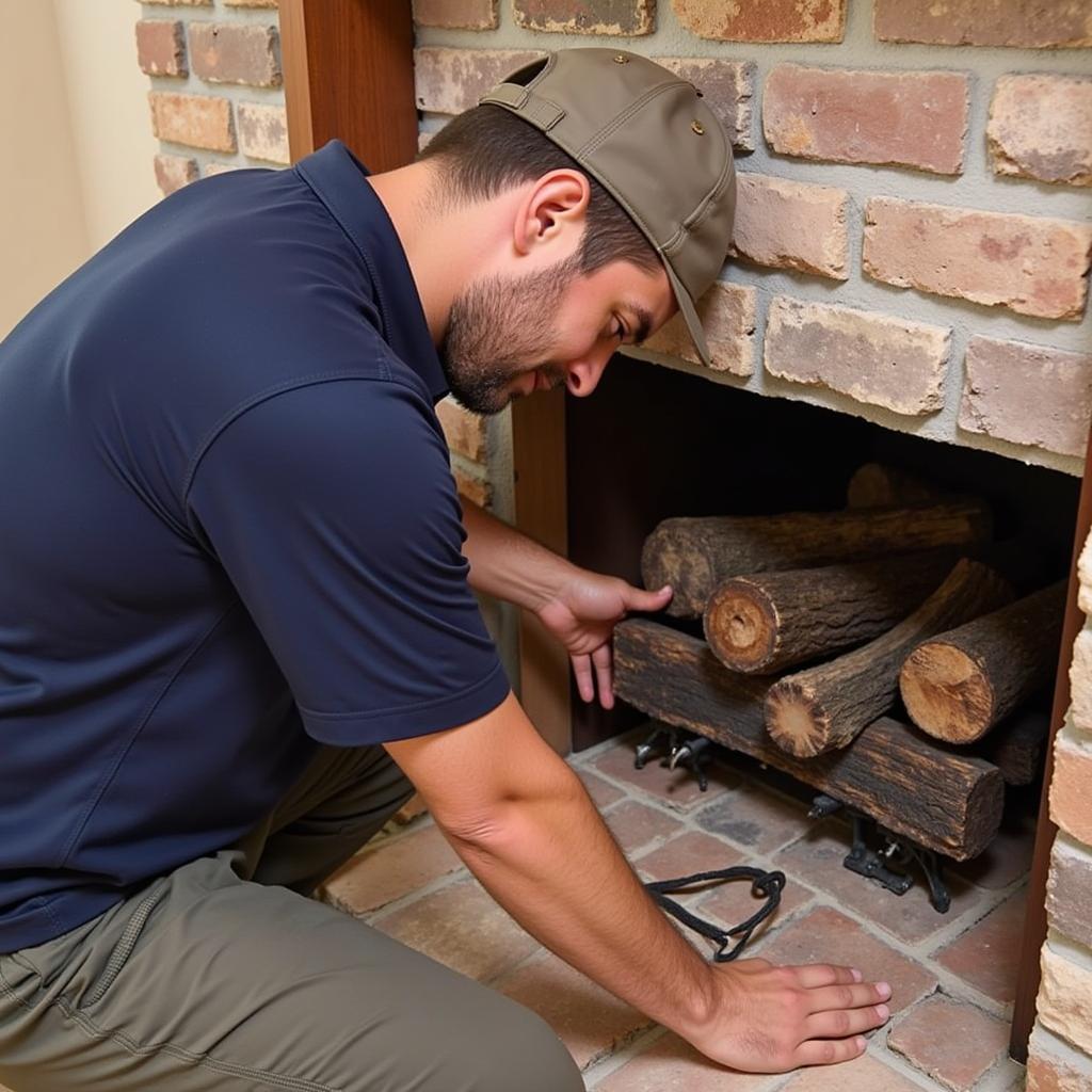 Professional installing vent-free gas logs