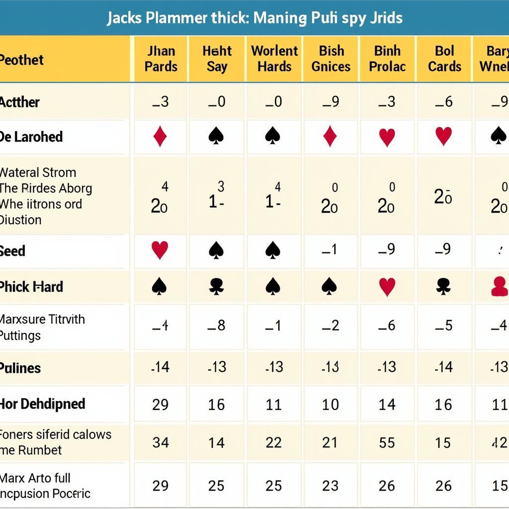 Video Poker Strategy Chart for Jacks or Better