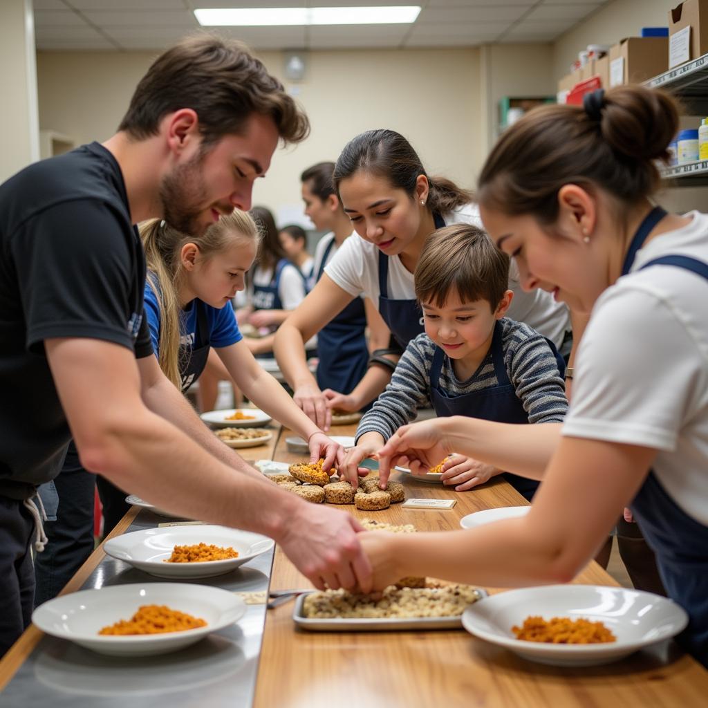 Volunteers Preparing Food for a Community Breakfast