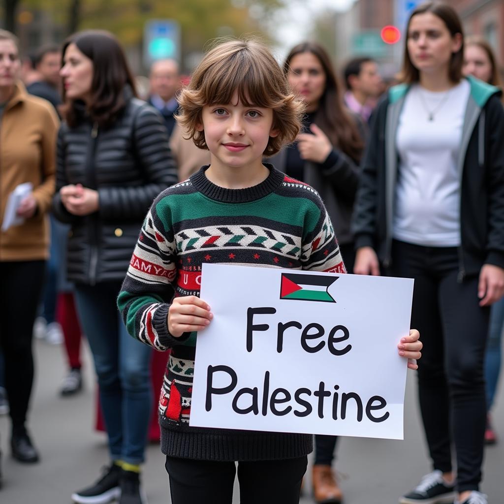 Person Wearing Free Palestine Sweater