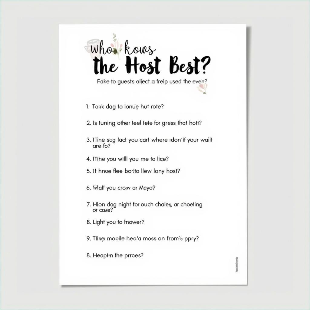 Housewarming game "Who Knows the Host Best" with multiple choice answers