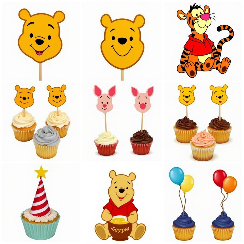 Winnie the Pooh Cupcake Topper Designs