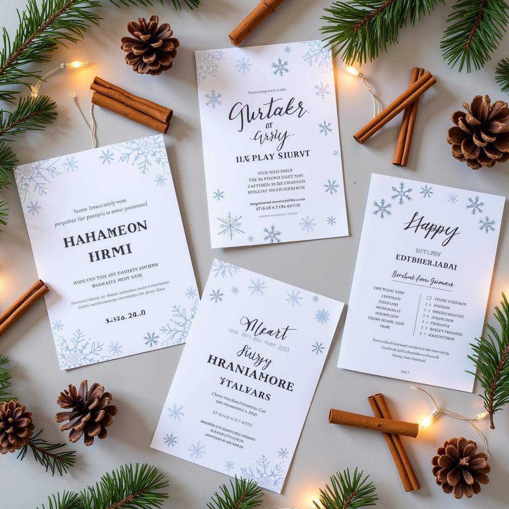 Winter-Themed Party Invitations Featuring Delicate Snowflake SVG Elements