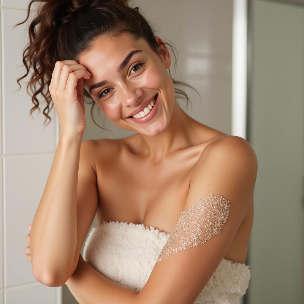 Applying Oil-Free Sugar Scrub for Glowing Skin