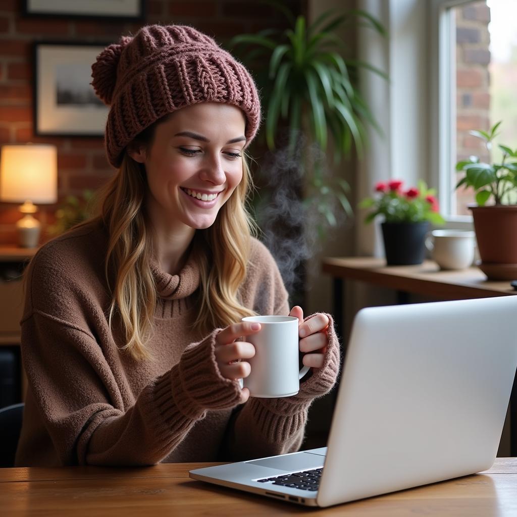 Woman Browsing Free Crochet Patterns