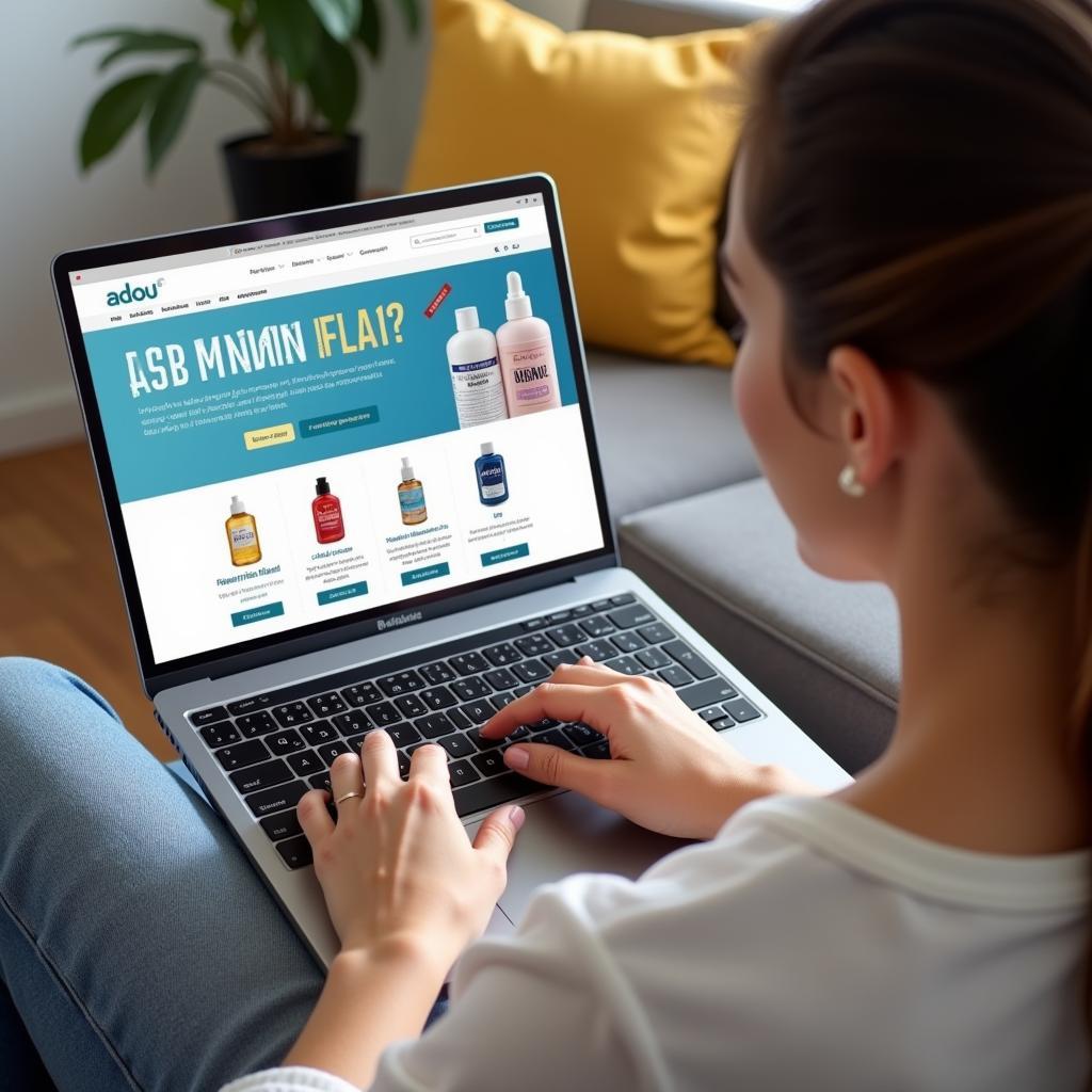 Woman Searching for Free Lubricant Samples Online