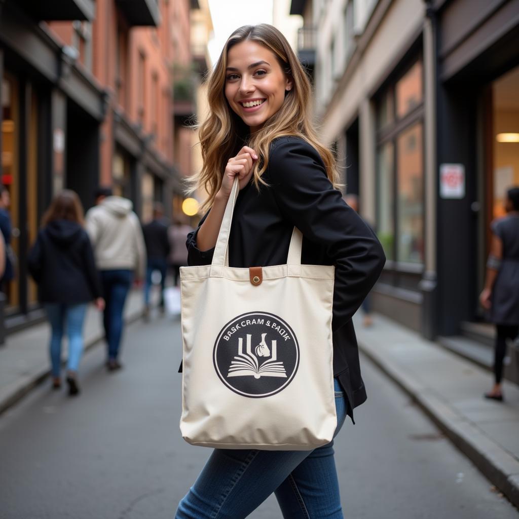 Woman Carrying Free Tote Bag