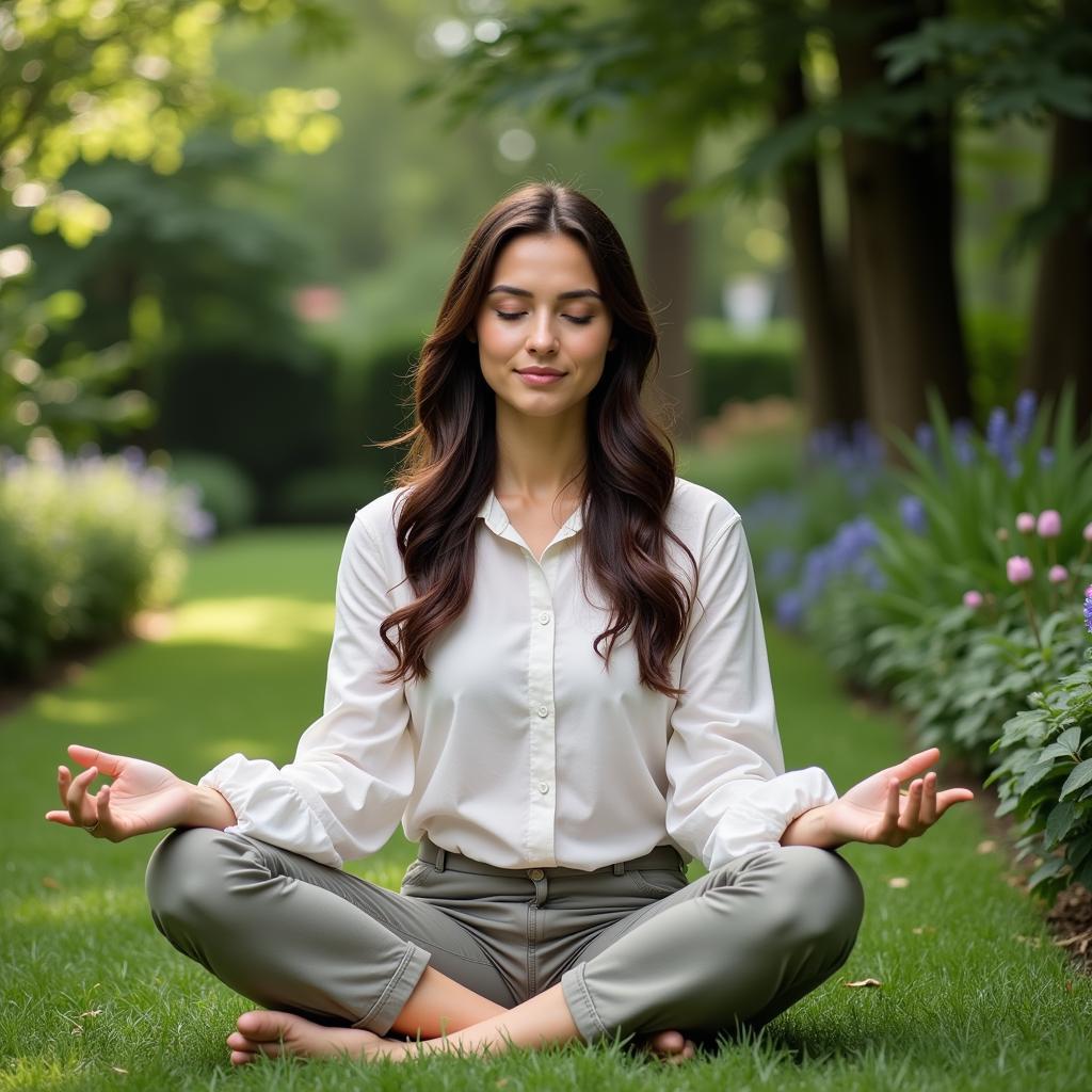 A woman finds peace and clarity through meditation