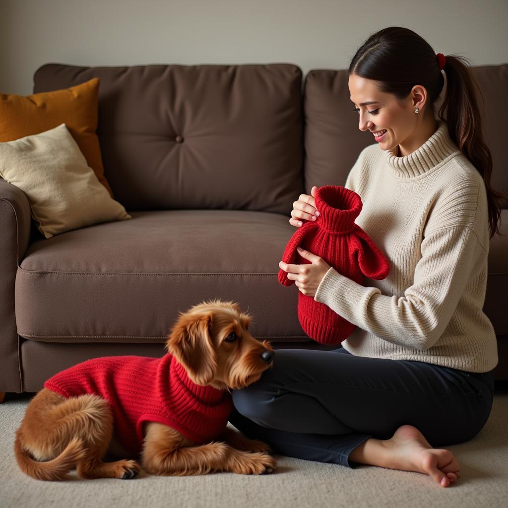 Woman Knitting Dog Jumper