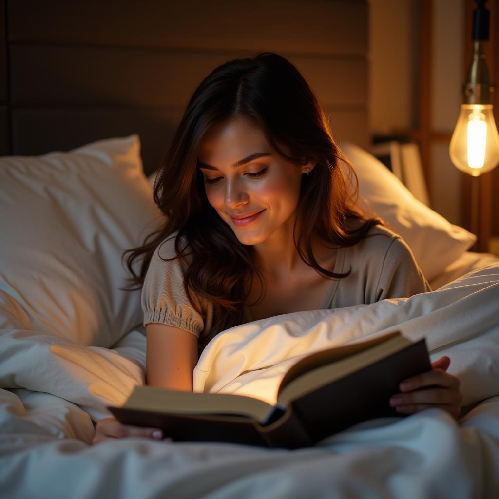 Woman Reading in Bed