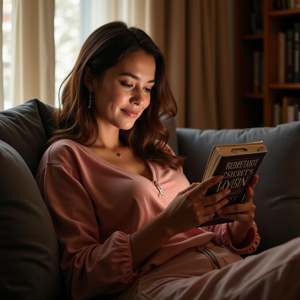 Woman Immersed in a "Secretary's Secret Love" Novel