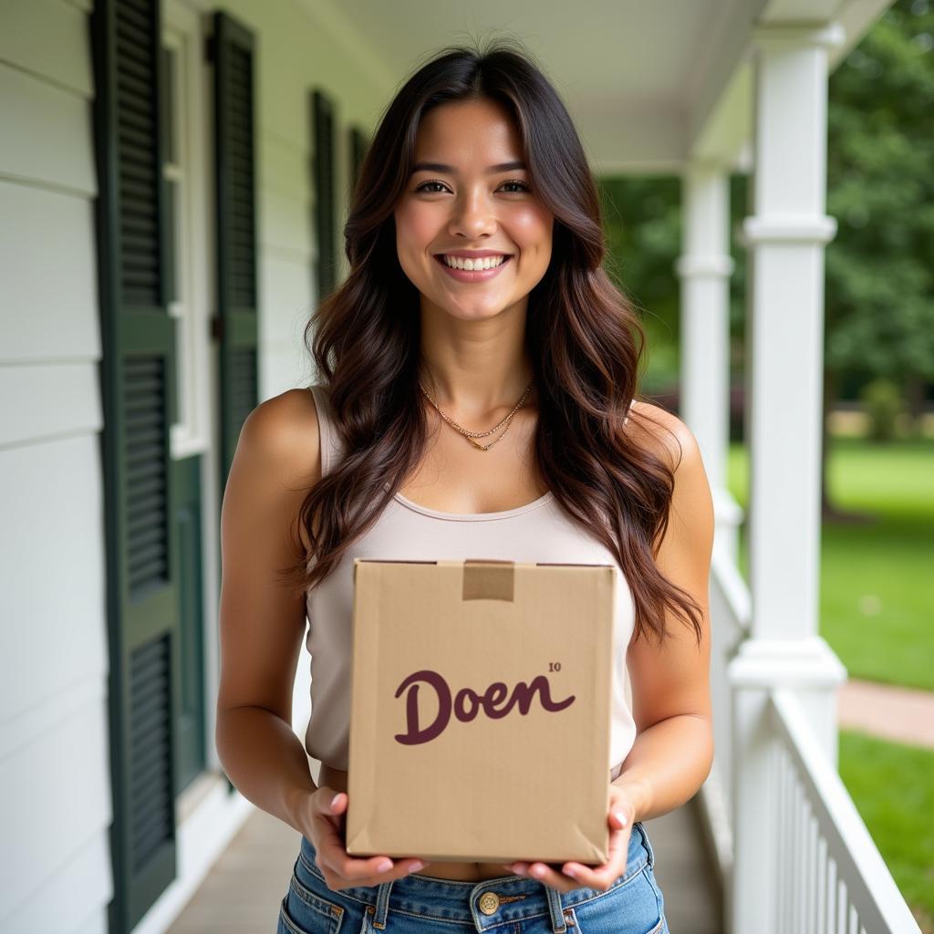 A Woman Receives Her Doen Package