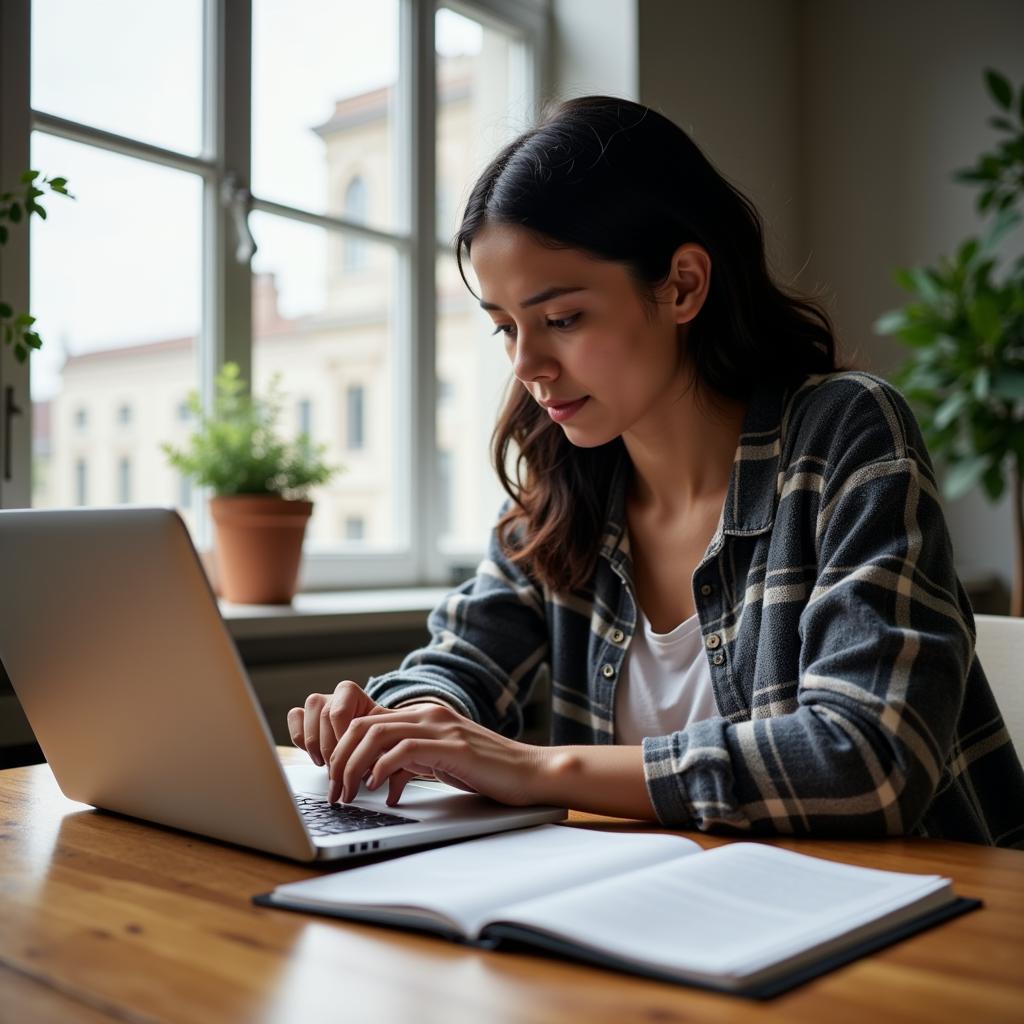 Woman Researching Assistance Programs