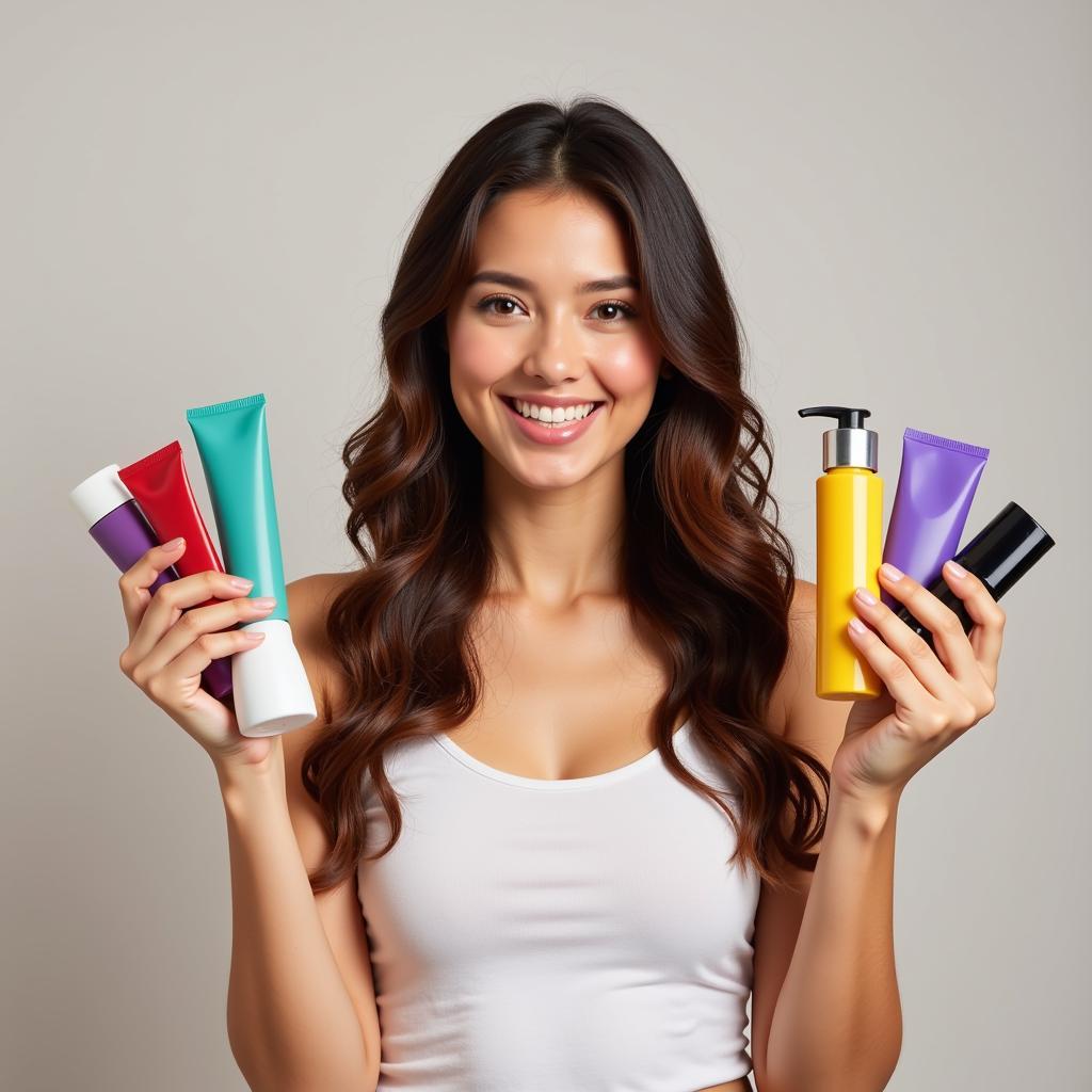 Woman Trying Free Hair Product Samples