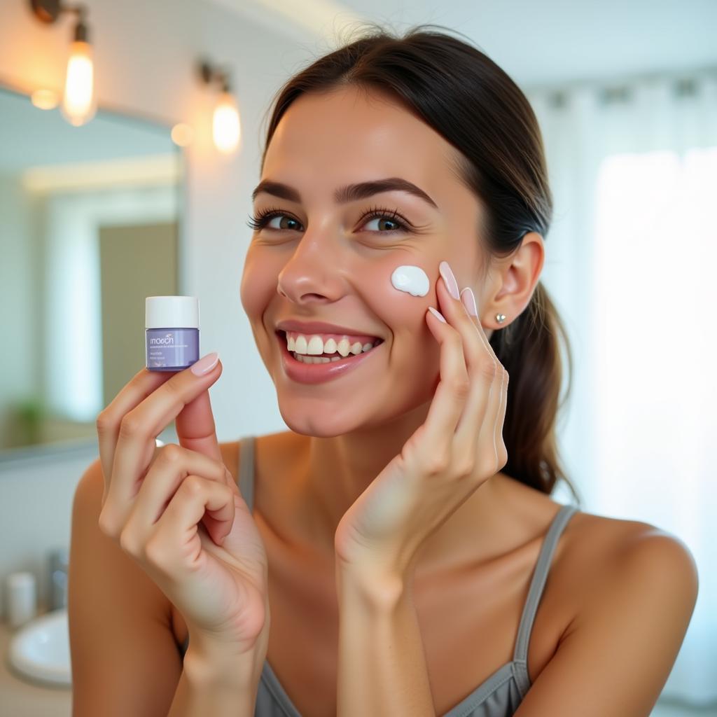 Woman Trying Free Trial Skincare