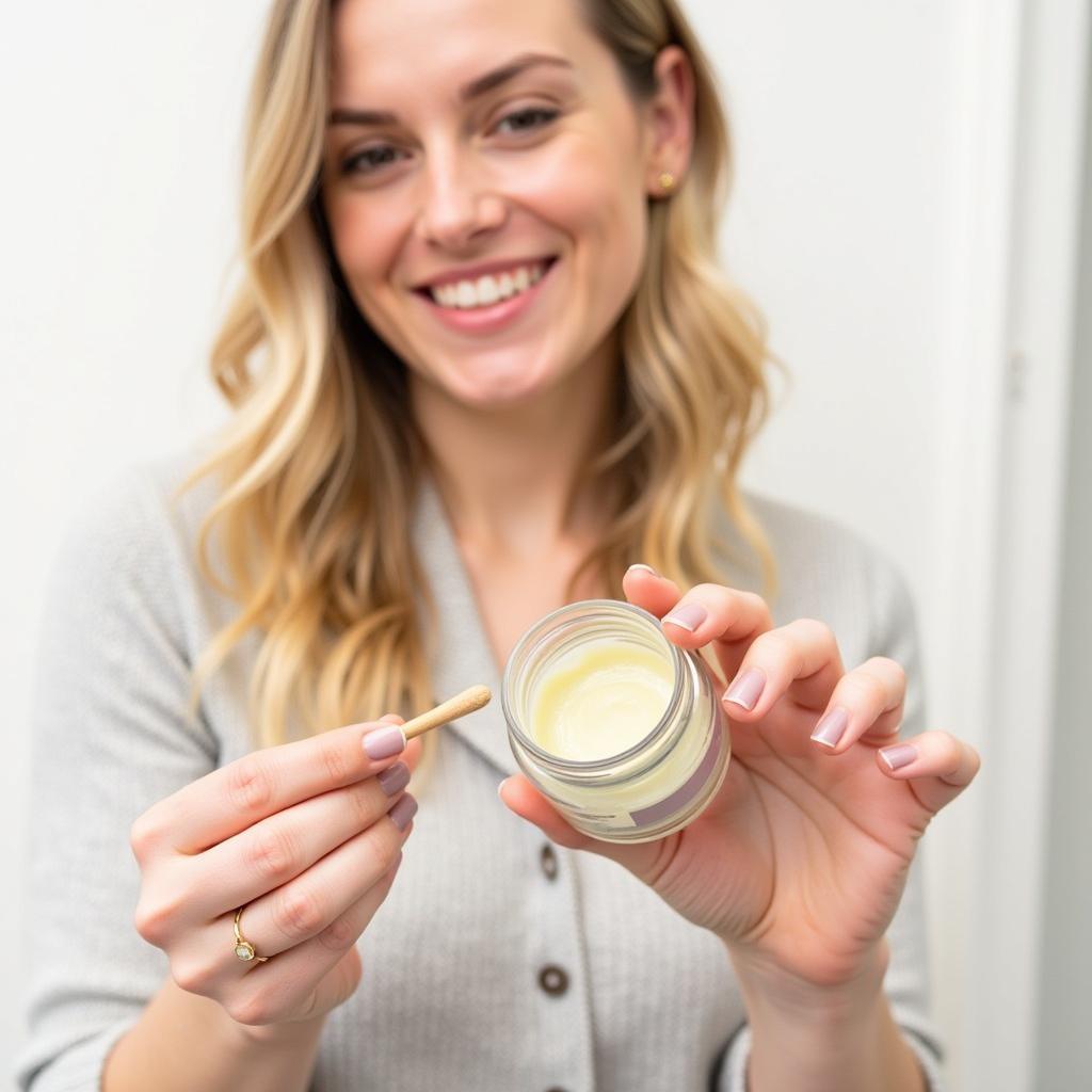 Woman Trying a Wax Sample