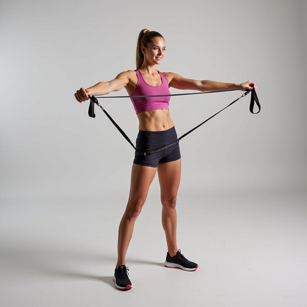 Woman Performing Bicep Curls with Resistance Band