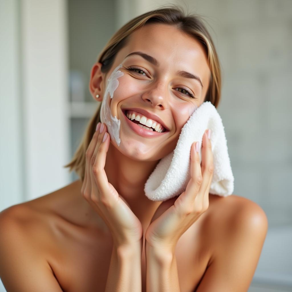 Woman Using Cleanser