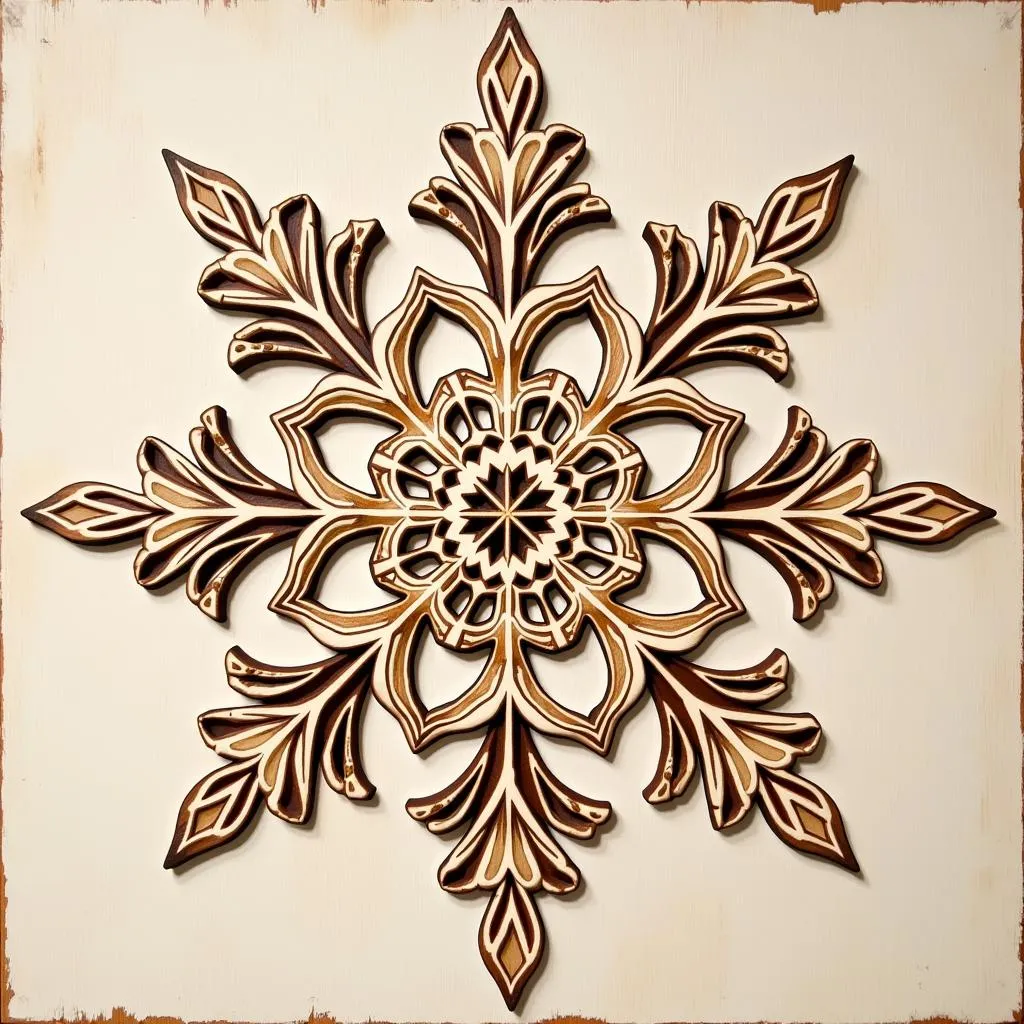 Wood burning snowflake pattern