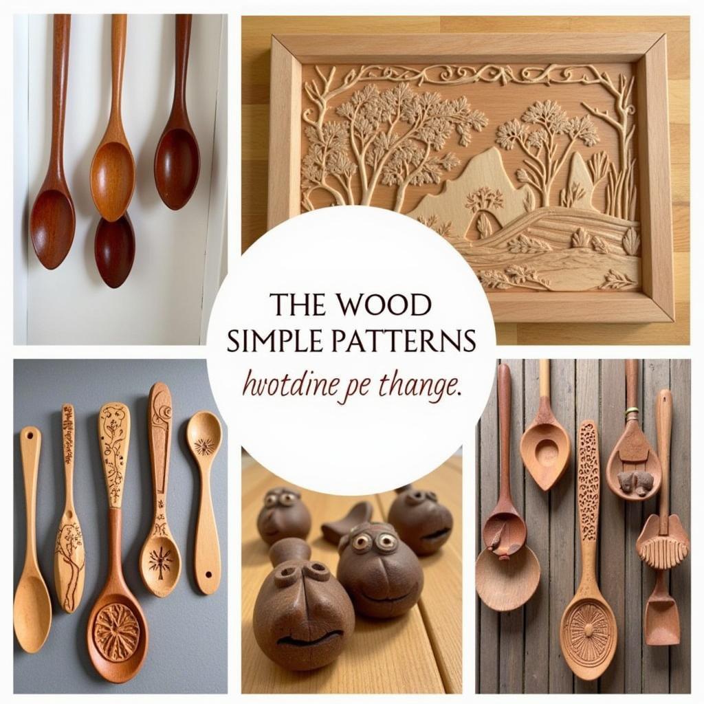 Diverse wood carving projects made from simple patterns 