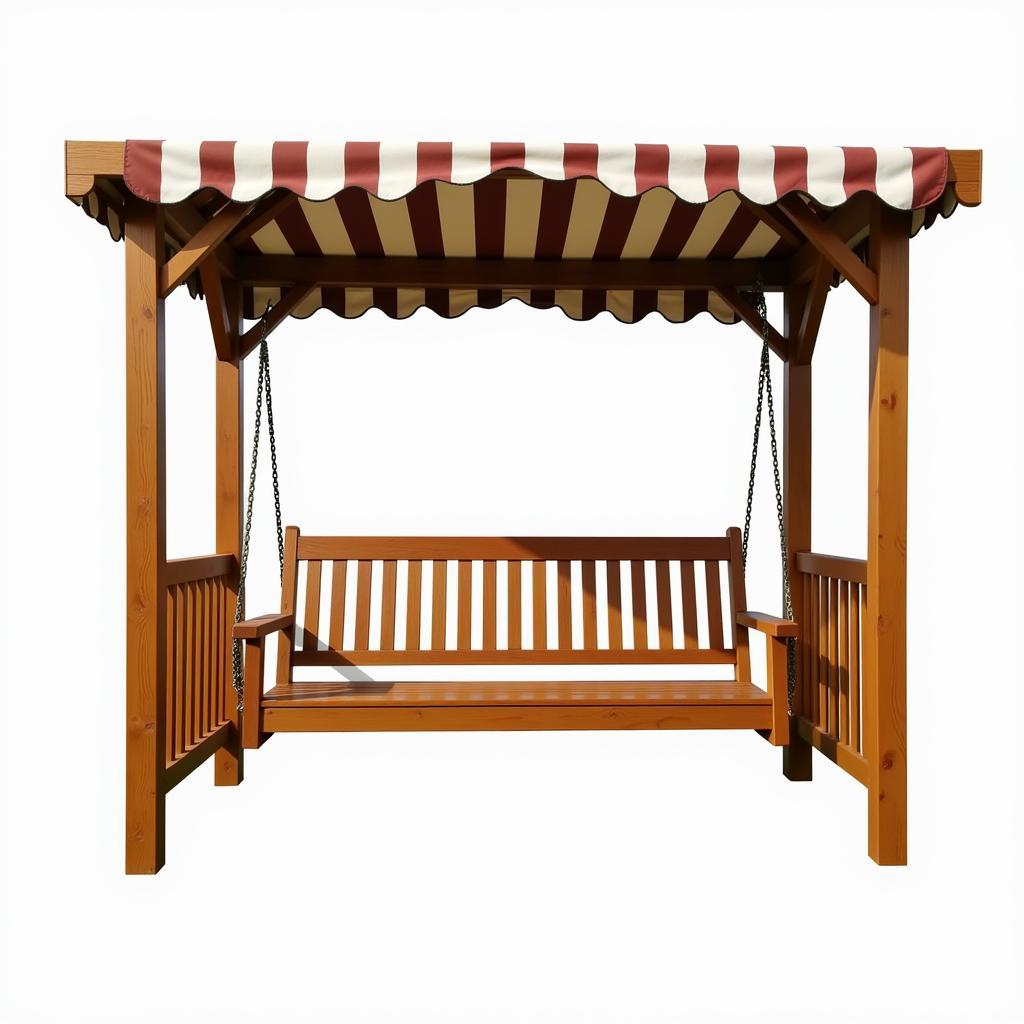 Wooden porch swing frame with awning