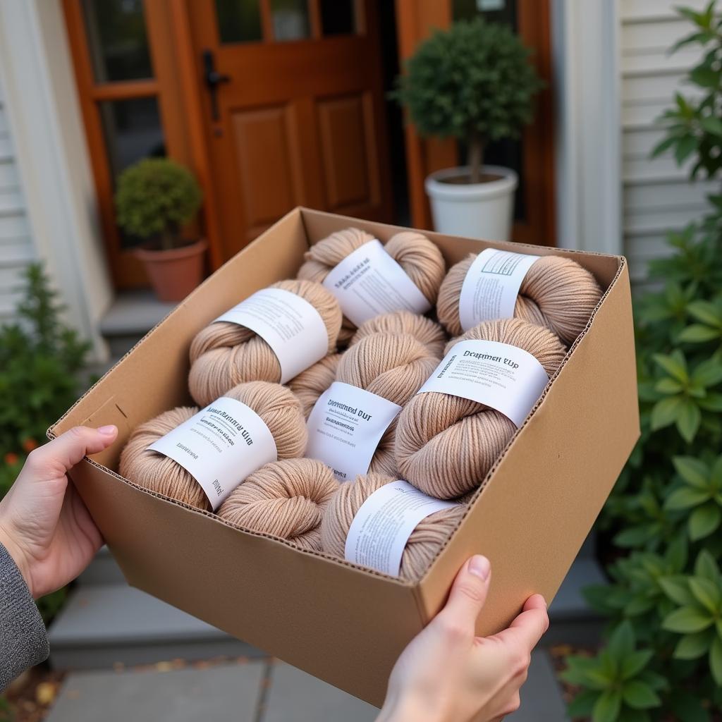 Yarn Delivery Package Arriving at Doorstep