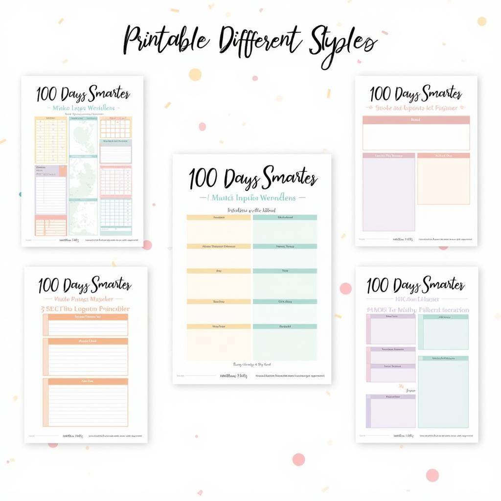 Different Variations of the 100 Days Smarter Free Printable